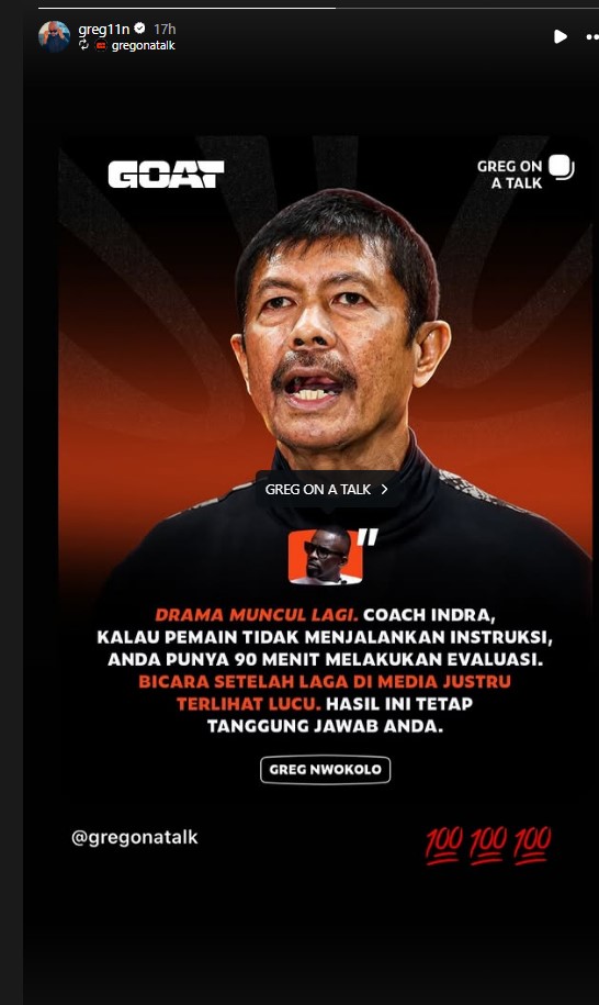 Viral!! Greg Nwokolo Sindir Pedas Indra Sjafri Usai Salahkan Pemain
